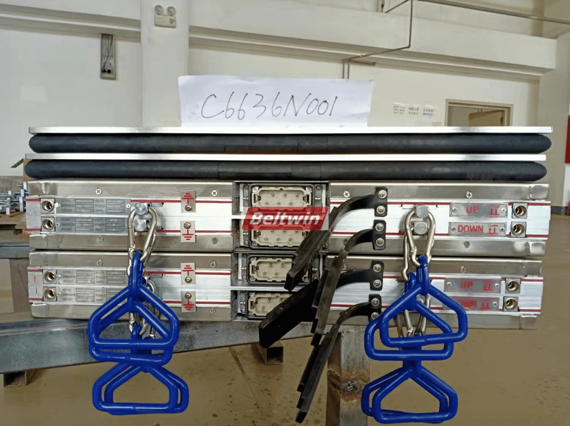 Placa de aquecimento vulcanizador 710*1420mm 22 graus com saco de pressão e placa de compensação de pressão, terno para vulcanizador secional Almex, navio para a Austrália.