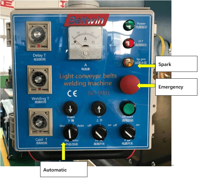 Máquina de soldar correia de alta frequência QA-1000 para guia em V/presilha/parede lateral de correia
