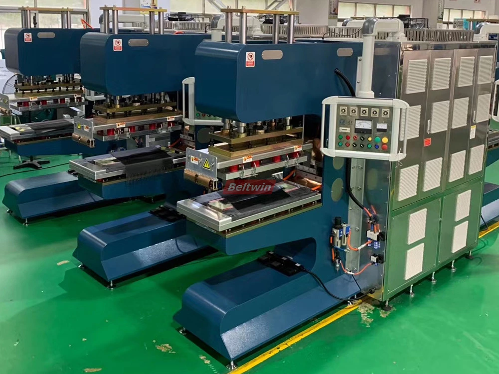 Máquina de solda de alta frequência 25kw para esteira, emenda de correia de PVC PU e parede lateral de grampo de solda, guia