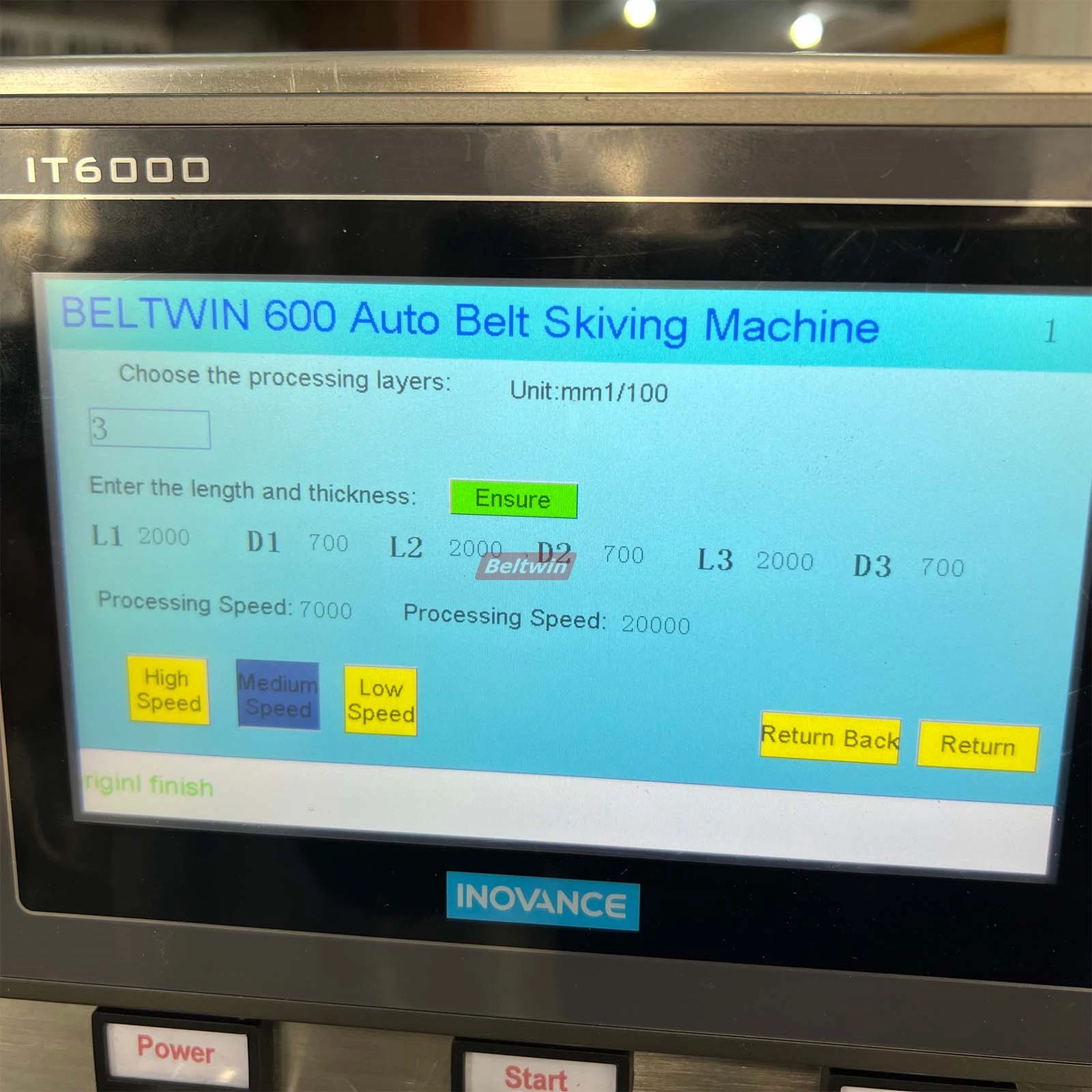 Transportador automático e correia de acionamento/máquina de descasque de fita 600mm