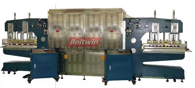 Máquina de solda de alta frequência 25kw para esteira, emenda de correia de PVC PU e parede lateral de grampo de solda, guia