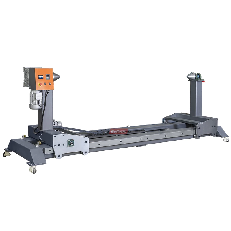 Enrolador de correia transportadora sem design de eixo com largura ajustável